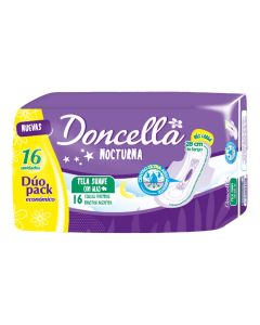 DONCELLA TOALLAS NOCTURNA POCKET TELA SUAVE C/ALAS DUOPACK X 16 UNI