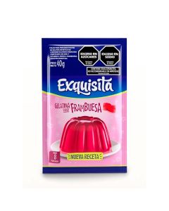 EXQUISITA GELATINA RINDE 8 OCHO PORCIONES FRAMBUEZA FORTI X 40 GR