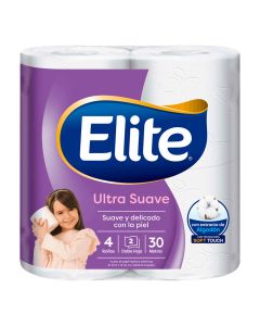 ELITE PAPEL HIGIENICO ULTRA SUAVE CON EXTRACTO DE ALGODON 4 X 30 M