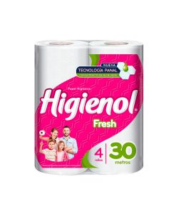 HIGIENOL PAPEL HIGIÉNICO FRESH C/EXTRACTO DE ALOE VERA 4 X 30 MTS