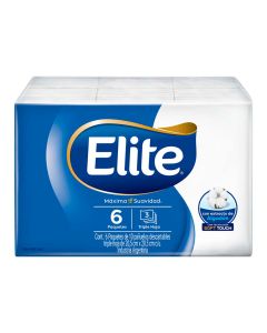 ELITE PAÑUELOS TRIPLE HOJA C/EXTRACTO DE ALGODON 6 PAQ X 10 UNI C/U