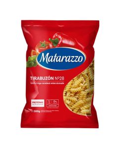 MATARAZZO FIDEOS TIRABUZON TRIGO CANDEAL N°28 C/PROTEINAS X 500 GR