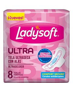 LADYSOFT TELA ULTRASECA C/ALAS ULTRADELGADA ULTRA PROTECCION X 8 UNI