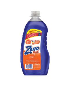 ZORRO PLUS LIQUIDO P/LAVAR ROPA EFECTO DUO BOTELLA X 800 ML