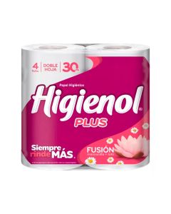 HIGIENOL PAPEL HIGIÉNICO DOBLE HOJA PLUS FUSION MANZANILLA Y LOTO 4 X 30 MTS