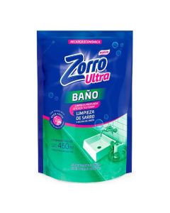 ZORRO ULTRA LIMPIADOR LIQUIDO BAÑO LIMPIEZA D/ZARRO Y RESTOS D/JABON DOYPACK X 450 ML