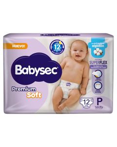 BABYSEC PREMIUM SOFT C/EXTRACTO D/ALGODON SUPERFLEX STANDARD TALLE P X 12 UNI