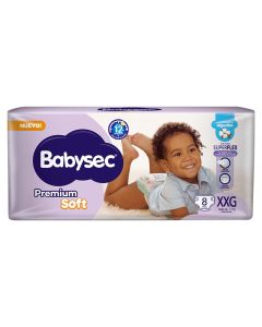 BABYSEC PREMIUM SOFT C/EXTRACTO D/ALGODON SUPERFLEX STANDARD TALLE XXG X 8 UNI