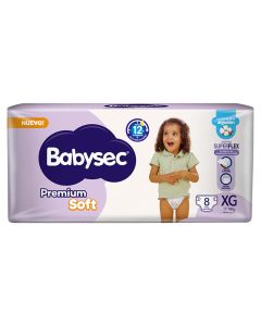 BABYSEC PREMIUM SOFT C/EXTRACTO D/ALGODON SUPERFLEX STANDARD TALLE XG X 8 UNI