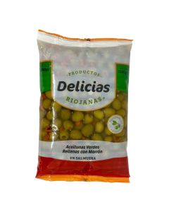 DELICIAS RIOJANAS ACEITUNAS VERDES RELLENAS C/MORRON E/SALMUERA SACHET X 1 KG / 1.5 KG