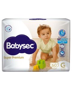 BABYSEC SUPER PREMIUM SOFT PROTECT JUMBO PACK TALLE G X 60 UNI