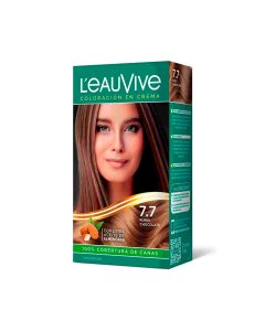 LEAUVIVE KIT COLORACION E/CREMA Nº 7.7 RUBIO CHOCOLATE C/ACEITE D/ALMENDRAS X 1 UNI