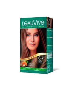 LEAUVIVE KIT COLORACION E/CREMA Nº 6.7 RUBIO OSCURO CHOCOLATE C/ACEITE D/ALMENDRAS X 1 UNI