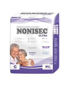 NONISEC PAÑAL P/ADULTO ANATOMICO C/GEL G X 8 UNI