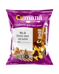 CUMANA MIX D/FRUTAS SECAS C/PASAS D/UVA SIN TACC X 250 GR