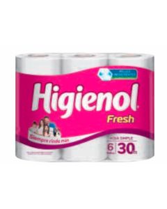 HIGIENOL PAPEL HIGIENICO FRESH C/EXTRACTO D/ALOE VERA 6 X 30 M