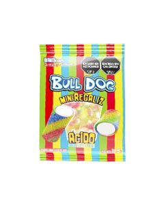 BULLDOG MINI REGALIZ CARAMELO ACIDO MASTICABLE RELLENO S/TUTTI FRUTTI X 125 GR