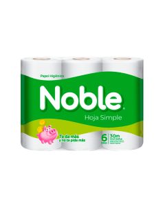 NOBLE PAPEL HIGIENICO HOJA SIMPLE 6 X 30 MTS++