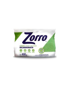 ZORRO POLVO P/LAVAR ROPA LAVADO A MANO Y MULTIUSO C/BICARBONATO X 400 GR