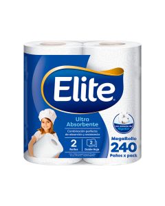 ELITE ROLLO D/COCINA ULTRA ABSORBENTE C/ALGODON 2 X 120 PAÑOS